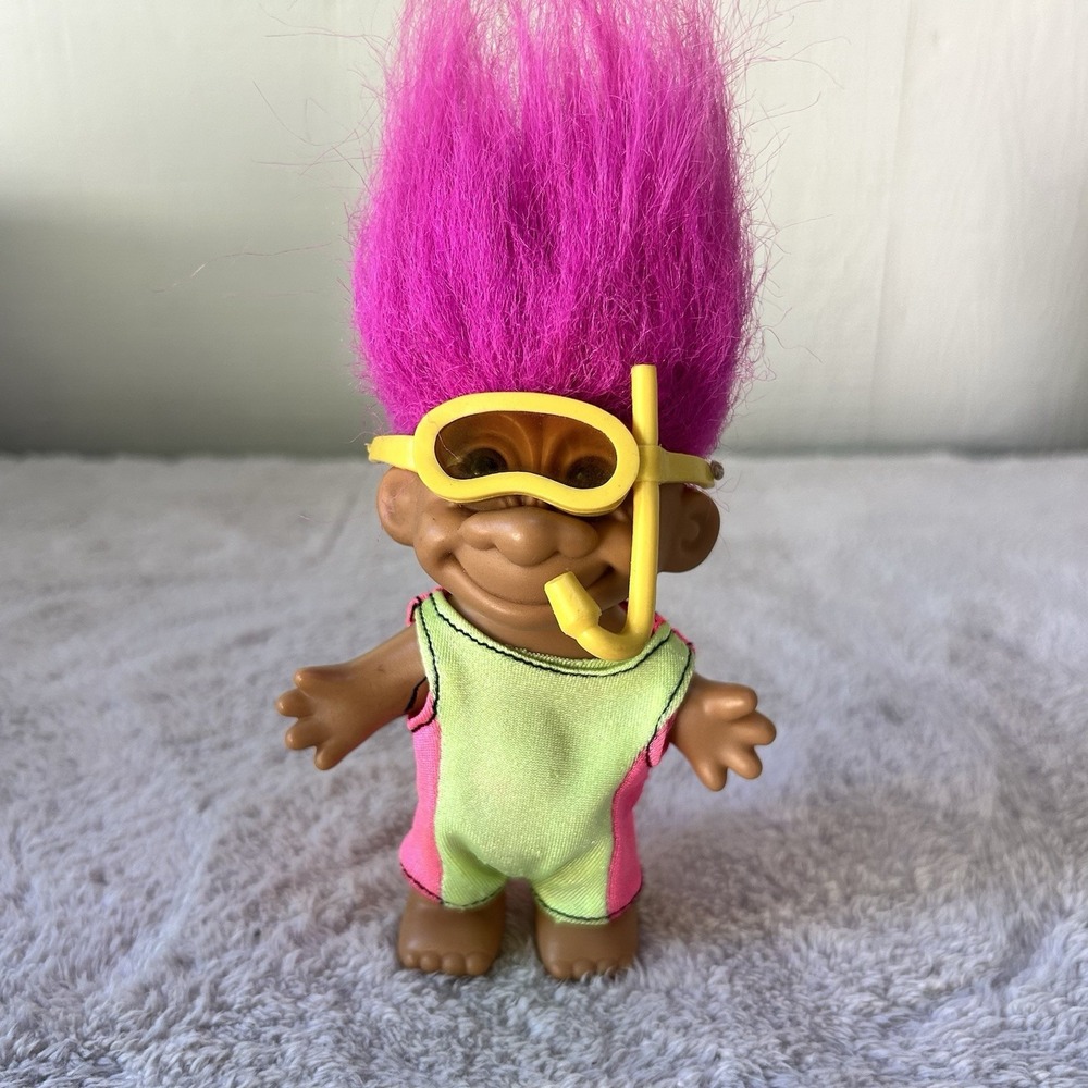 Troll Doll 4 1/2" Russ Scuba Snorkeling Diver Pink Hair